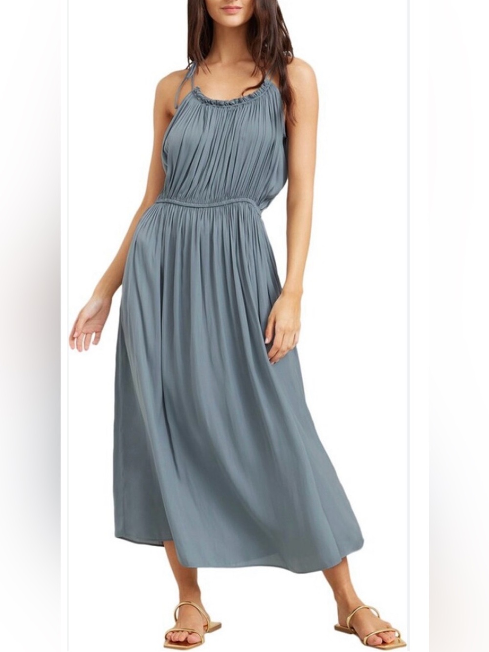 NEW MODERN CITIZEN AILEEN TIE SHOULDER RUCHED MAXI MIDI DRESS SIZE SMALL